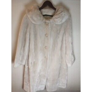 Vintage 1950s Borgana Faux Fur Jacket Coat Womens M/L? Tan Borg Fabric A Line